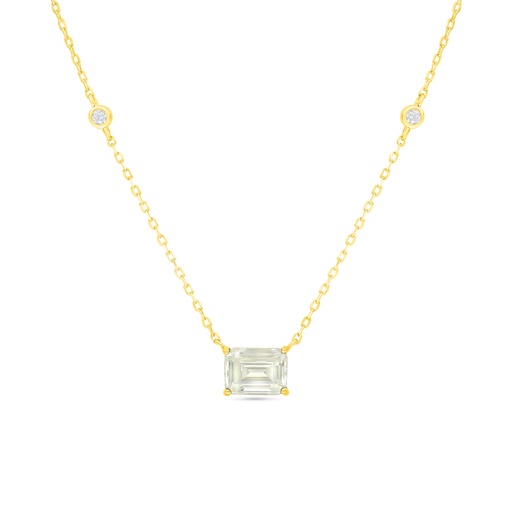 [NCL02CIT00WCZC012] Sterling Silver 925 Necklace Golden Plated Embedded With Yellow Diamond And White Zircon