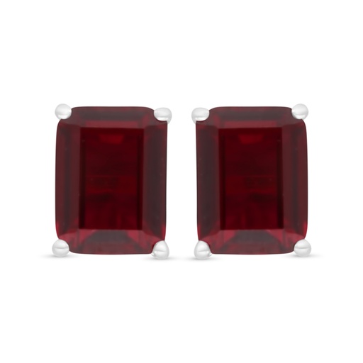 [EAR01RUB00000C928] Sterling Silver 925 Earring Rhodium Plated Embedded With Ruby Corundum 