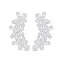 Sterling Silver 925 Earring Rhodium Plated Embedded With White Zircon