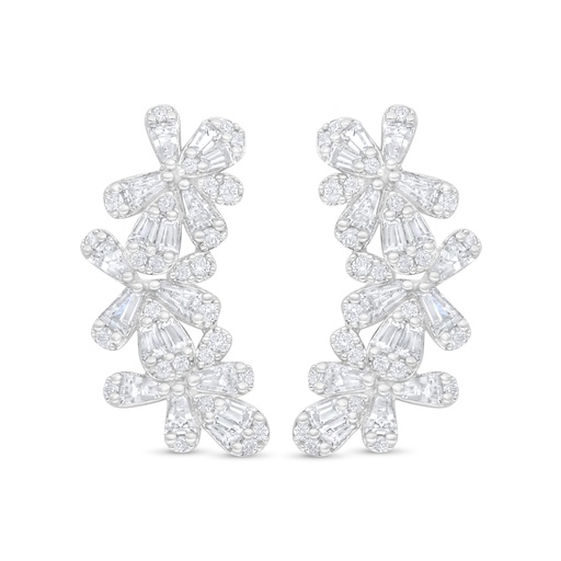 [EAR01WCZ00000C933] Sterling Silver 925 Earring Rhodium Plated Embedded With White Zircon