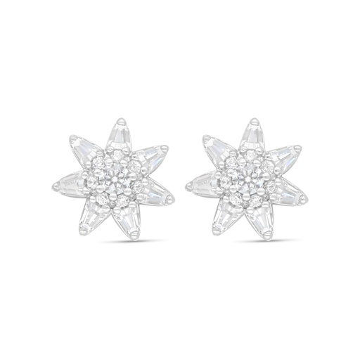 [EAR01WCZ00000C934] Sterling Silver 925 Earring Rhodium Plated Embedded With White Zircon