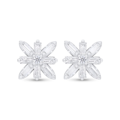 [EAR01WCZ00000C935] Sterling Silver 925 Earring Rhodium Plated Embedded With White Zircon