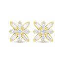 Sterling Silver 925 Earring Golden Plated Embedded With White Zircon