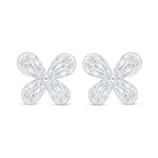 [EAR01WCZ00000C936] Sterling Silver 925 Earring Rhodium Plated Embedded With White Zircon