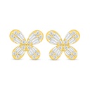 Sterling Silver 925 Earring Golden Plated Embedded With White Zircon