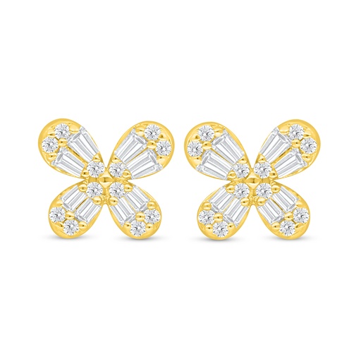 [EAR02WCZ00000C936] Sterling Silver 925 Earring Golden Plated Embedded With White Zircon