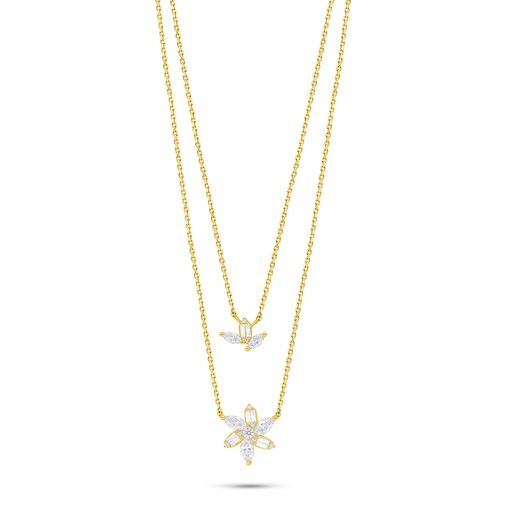 [NCL02WCZ00000C021] Sterling Silver 925 Necklace Golden Plated Embedded With White Zircon