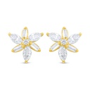 Sterling Silver 925 Earring Golden Plated Embedded With White Zircon