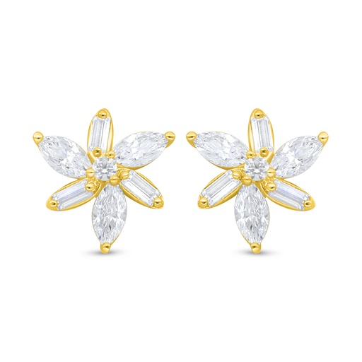 [EAR02WCZ00000C937] Sterling Silver 925 Earring Golden Plated Embedded With White Zircon