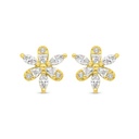 Sterling Silver 925 Earring Golden Plated Embedded With White Zircon