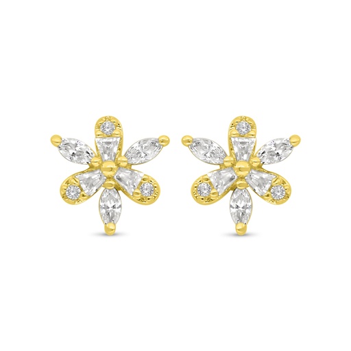 [EAR02WCZ00000C938] Sterling Silver 925 Earring Golden Plated Embedded With White Zircon