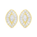 Sterling Silver 925 Earring Golden Plated Embedded With White Zircon