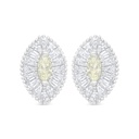 Sterling Silver 925 Earring Rhodium Plated Embedded With Yellow Diamond And White Zircon