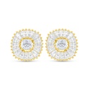 Sterling Silver 925 Earring Golden Plated Embedded With White Zircon