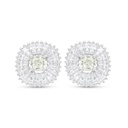 Sterling Silver 925 Earring Rhodium Plated Embedded With Yellow Diamond And White Zircon