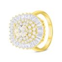 Sterling Silver 925 Ring Golden Plated Embedded With Yellow Diamond And White Zircon