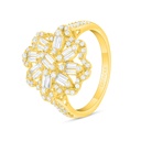 Sterling Silver 925 Ring Golden Plated Embedded With White Zircon