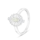 Sterling Silver 925 Ring Rhodium Plated Embedded With Yellow Diamond And White Zircon