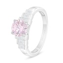 Sterling Silver 925 Ring Rhodium Plated Embedded With Pink Zircon And White Zircon