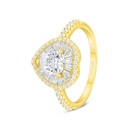 Sterling Silver 925 Ring Golden Plated Embedded With White Zircon