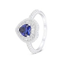 Sterling Silver 925 Ring Rhodium Plated Embedded With Sapphire Corundum And White Zircon