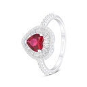 Sterling Silver 925 Ring Rhodium Plated Embedded With Ruby Corundum And White Zircon