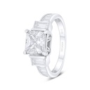 Sterling Silver 925 Ring Rhodium Plated Embedded With White Zircon