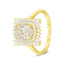 Sterling Silver 925 Ring Golden Plated Embedded With Yellow Diamond And White Zircon