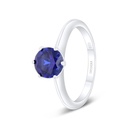 Sterling Silver 925 Ring Rhodium Plated Embedded With Sapphire Corundum 