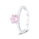 Sterling Silver 925 Ring Rhodium Plated Embedded With Pink Zircon 