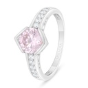 Sterling Silver 925 Ring Rhodium Plated Embedded With Pink Zircon And White Zircon