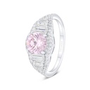 Sterling Silver 925 Ring Rhodium Plated Embedded With Pink Zircon And White Zircon