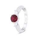 Sterling Silver 925 Ring Rhodium Plated Embedded With Ruby Corundum And White Zircon