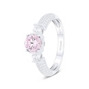 Sterling Silver 925 Ring Rhodium Plated Embedded With Pink Zircon And White Zircon