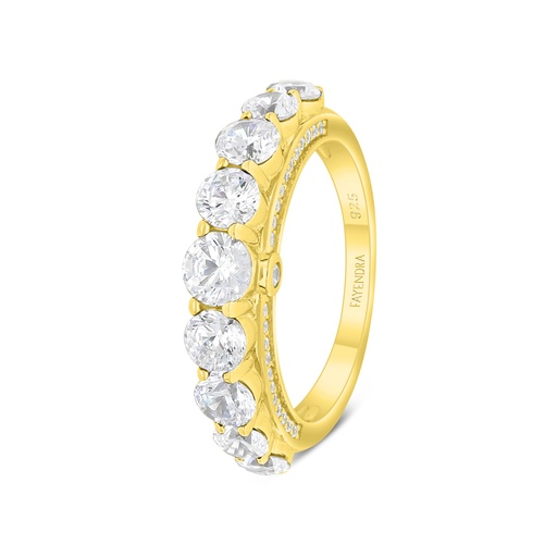 Sterling Silver 925 Ring Golden Plated Embedded With White Zircon