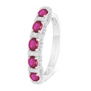 Sterling Silver 925 Ring Rhodium Plated Embedded With Ruby Corundum And White Zircon