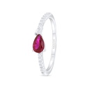 Sterling Silver 925 Ring Rhodium Plated Embedded With Ruby Corundum And White Zircon