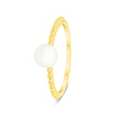 Sterling Silver 925 Ring Golden Plated Embedded With White Natural Pearl 