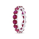 Sterling Silver 925 Ring Rhodium Plated Embedded With Ruby Corundum And White Zircon