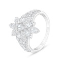 Sterling Silver 925 Ring Rhodium Plated Embedded With White Zircon