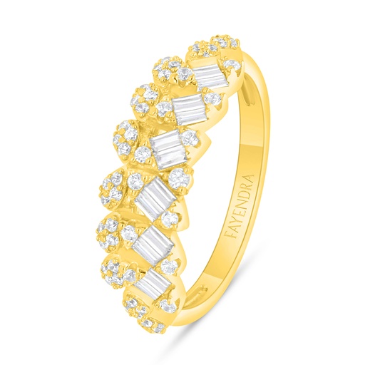 Sterling Silver 925 Ring Golden Plated Embedded With White Zircon