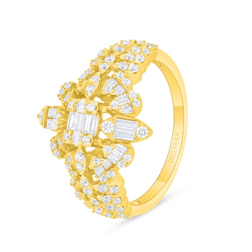 Sterling Silver 925 Ring Golden Plated Embedded With White Zircon