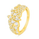 Sterling Silver 925 Ring Golden Plated Embedded With White Zircon