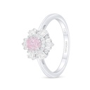 Sterling Silver 925 Ring Rhodium Plated Embedded With Pink Zircon And White Zircon