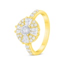 Sterling Silver 925 Ring Golden Plated Embedded With White Zircon