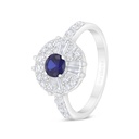 Sterling Silver 925 Ring Rhodium Plated Embedded With Sapphire Corundum And White Zircon