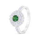 Sterling Silver 925 Ring Rhodium Plated Embedded With Emerald Zircon And White Zircon