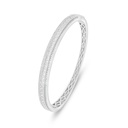 Sterling Silver 925 Bangle Rhodium Plated Embedded With White Zircon (52*58)M