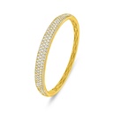 Sterling Silver 925 Bangle Golden Plated Embedded With White Zircon (52*58)M