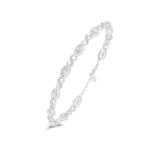 [BRC01CIT00WCZB541] Sterling Silver 925 Bracelet Rhodium Plated Embedded With Diamond Color And White Zircon